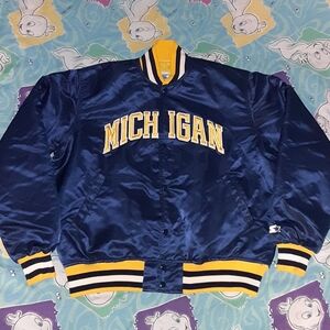 80s Starter Michigan Wolverines Vintage Satin Jacket U Of M